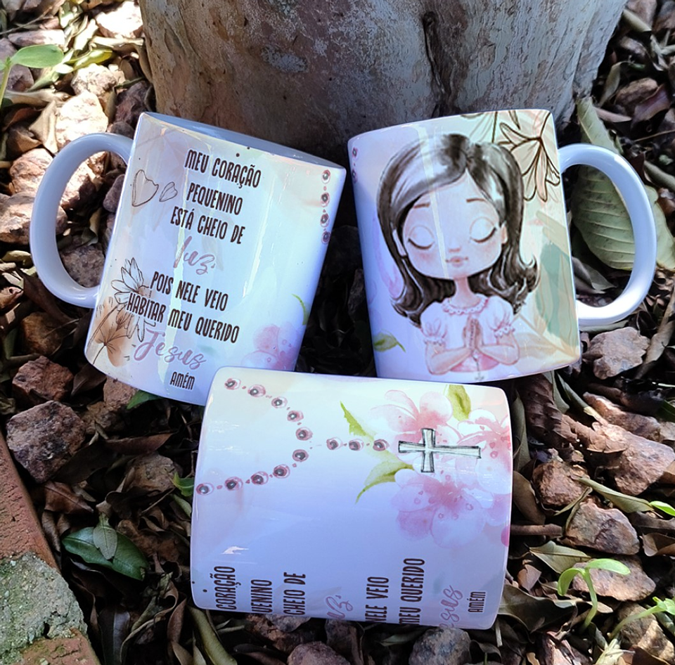 16 Artes para Caneca Primeira Eucaristia Menino e Menina Arquivo Editável 12