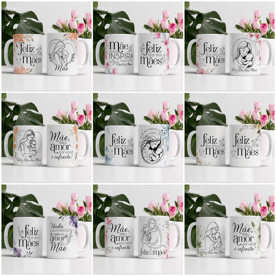 40 Artes para Caneca e Azulejo Dia das Mães Arquivo Editável 13