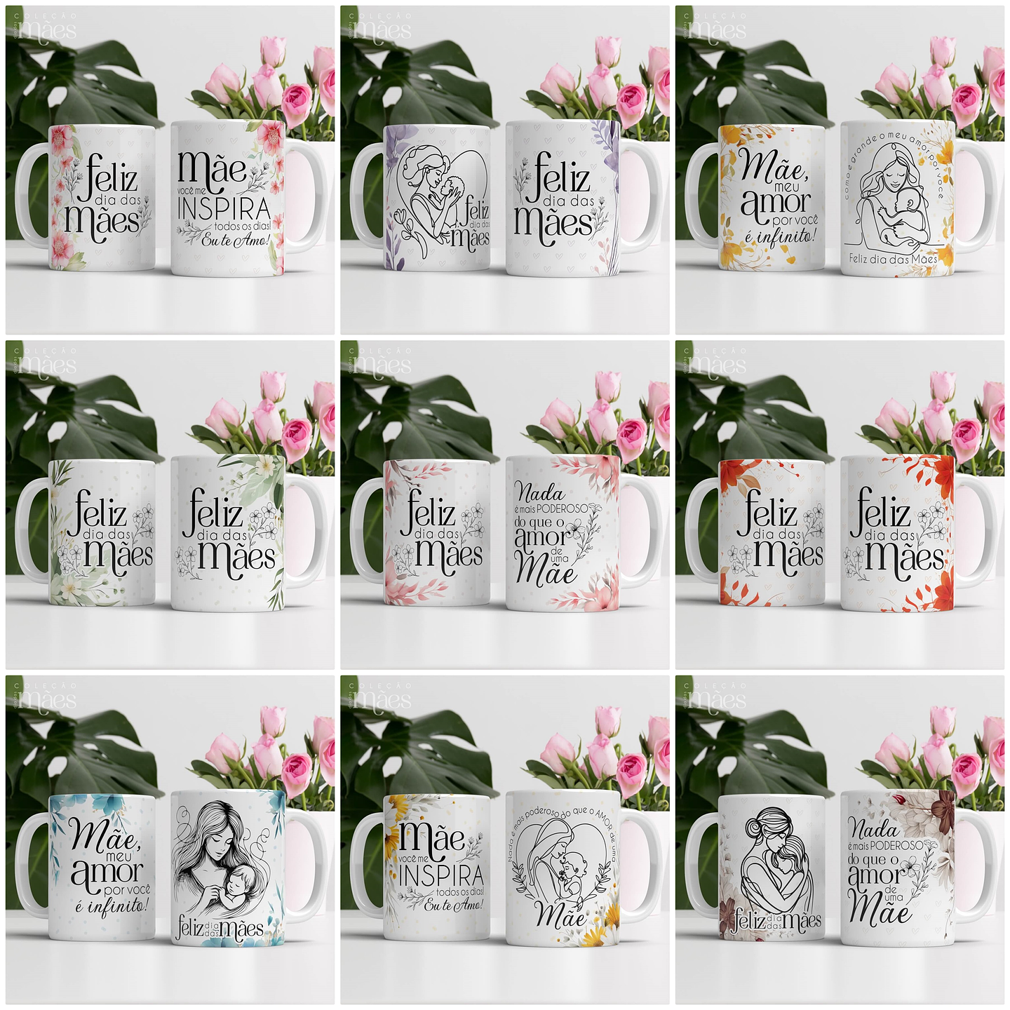 40 Artes para Caneca e Azulejo Dia das Mães Arquivo Editável 14