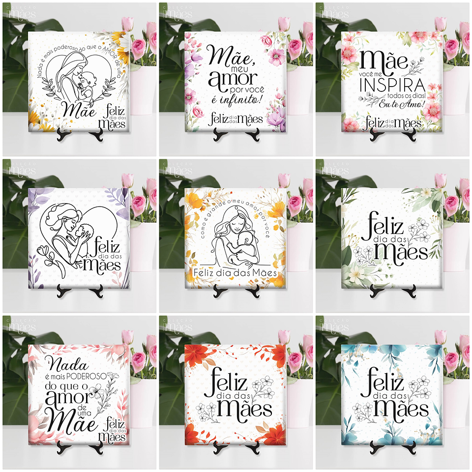 40 Artes para Caneca e Azulejo Dia das Mães Arquivo Editável 15