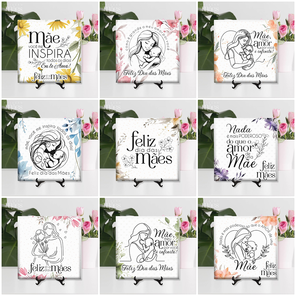 40 Artes para Caneca e Azulejo Dia das Mães Arquivo Editável 16