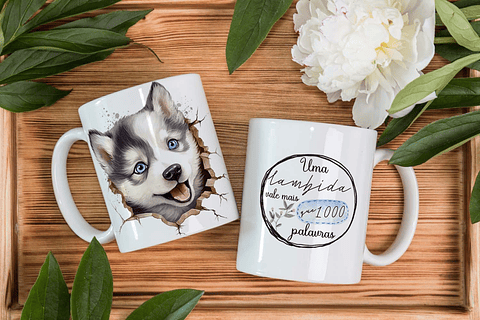 5 Artes para Caneca Pets Dogs 3D Arquivo em Editável