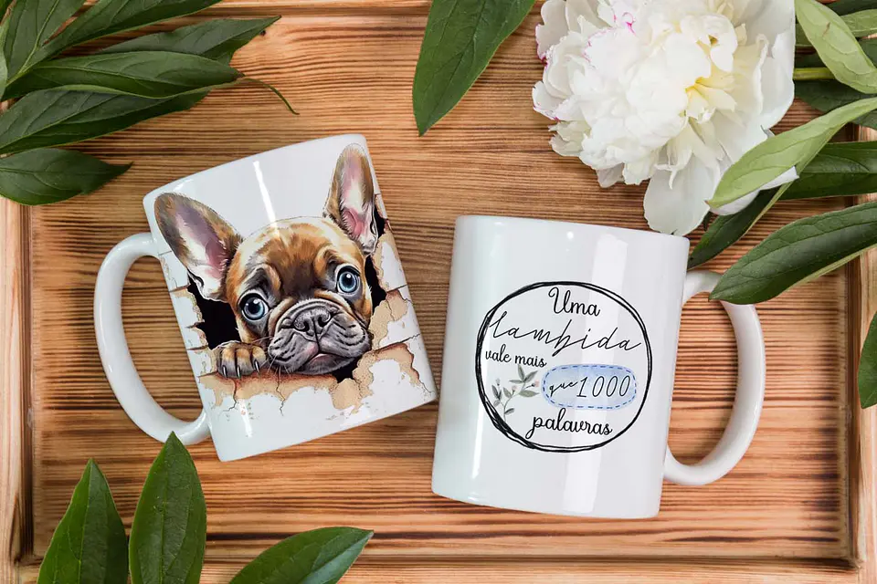 5 Artes para Caneca Pets Dogs 3D Arquivo em Editável 3