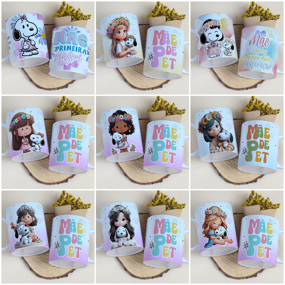 20 Artes para Canecas Snoopy Dia das Mães Arquivo Editável 1