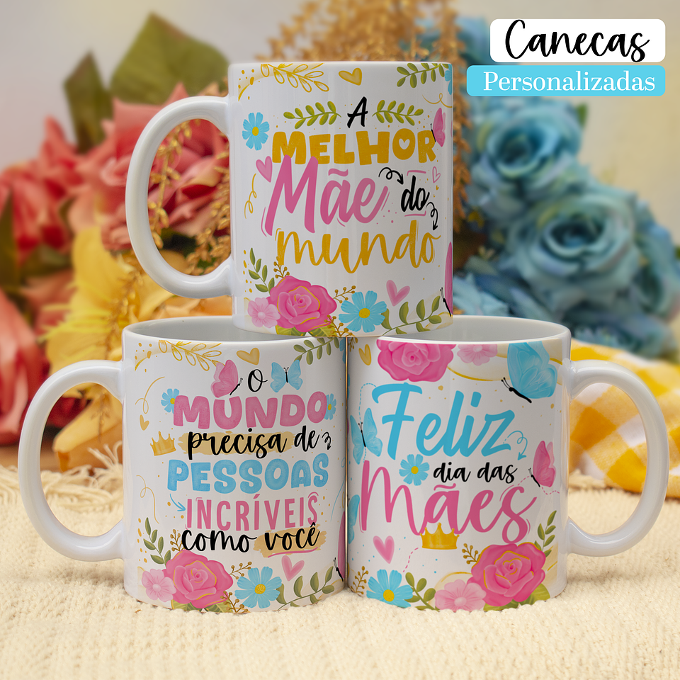 20 Artes para Caneca Floral Dia das Mães Arquivo em Jpg 5