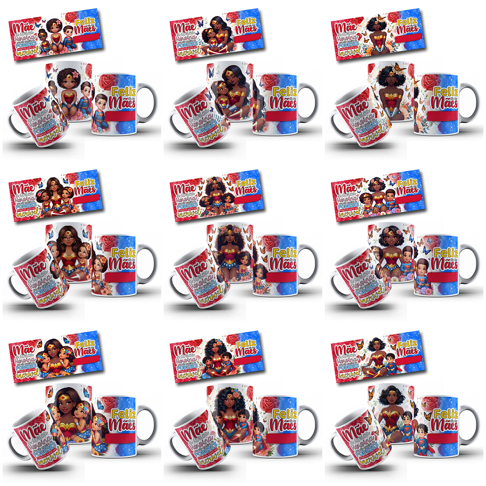 30 Artes para Canecas Dia das Mães Mulher Maravilha Arquivo Jpg 7