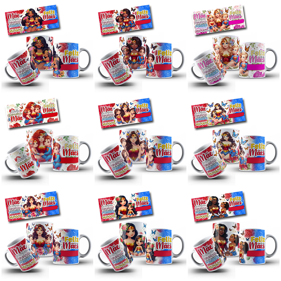 30 Artes para Canecas Dia das Mães Mulher Maravilha Arquivo Jpg 9