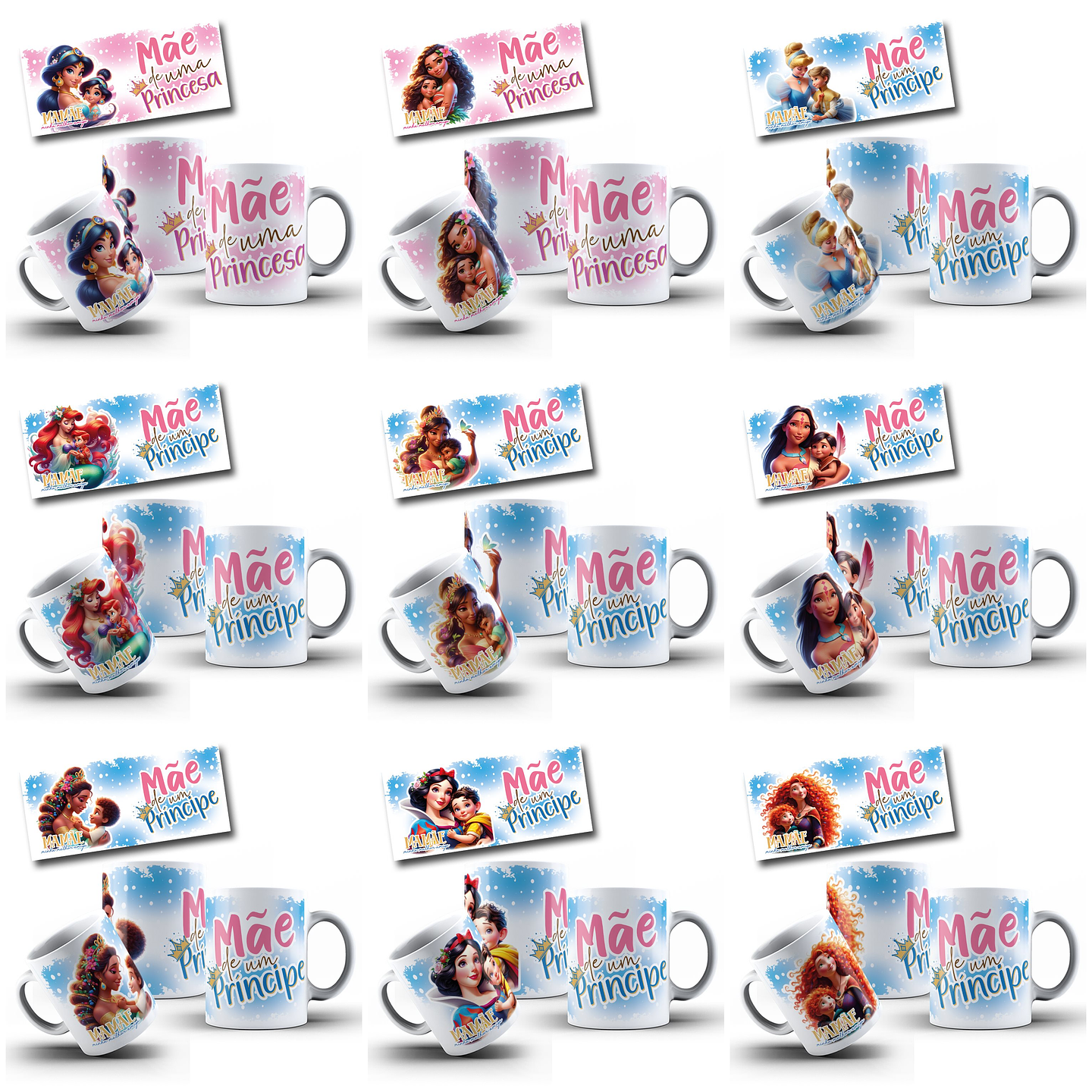 24 Artes para Canecas Dia das Mães Princesas da Disney Arquivo em Jpg 1