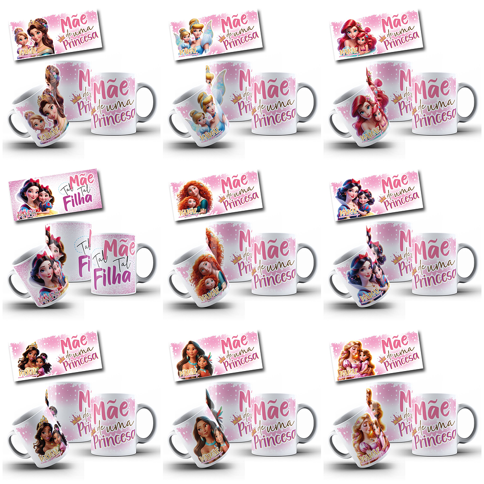 24 Artes para Canecas Dia das Mães Princesas da Disney Arquivo em Jpg 2