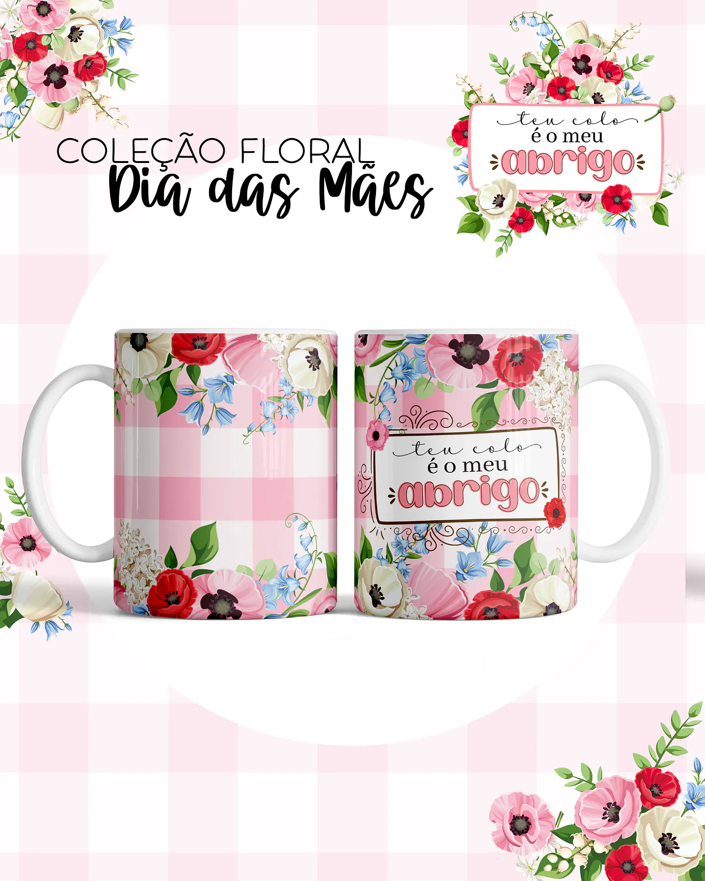 Kit Digital Floral Dia das Mães Arquivos em Png  2