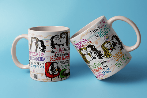 Arte Caneca Amizade hoje em dia é composta de duas pessoas Arquivo em Jpg 