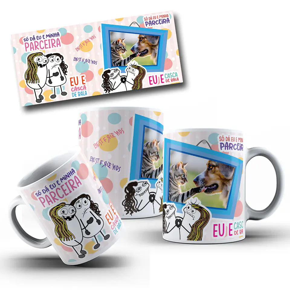 Arte Caneca Só dá eu e meu parceiro, eu e o casca de bala Arquivo em Jpg 1