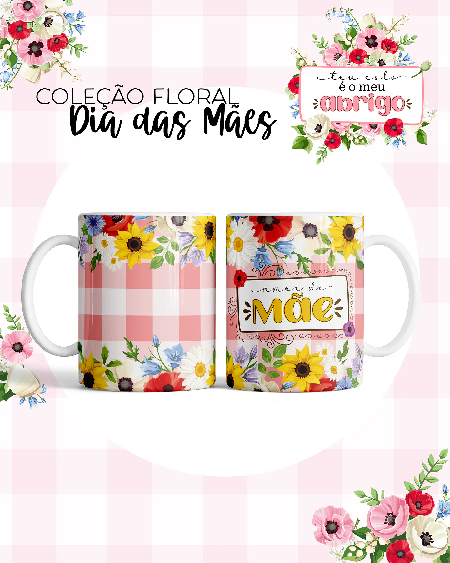 Kit Digital Floral Dia das Mães Arquivos em Png  7