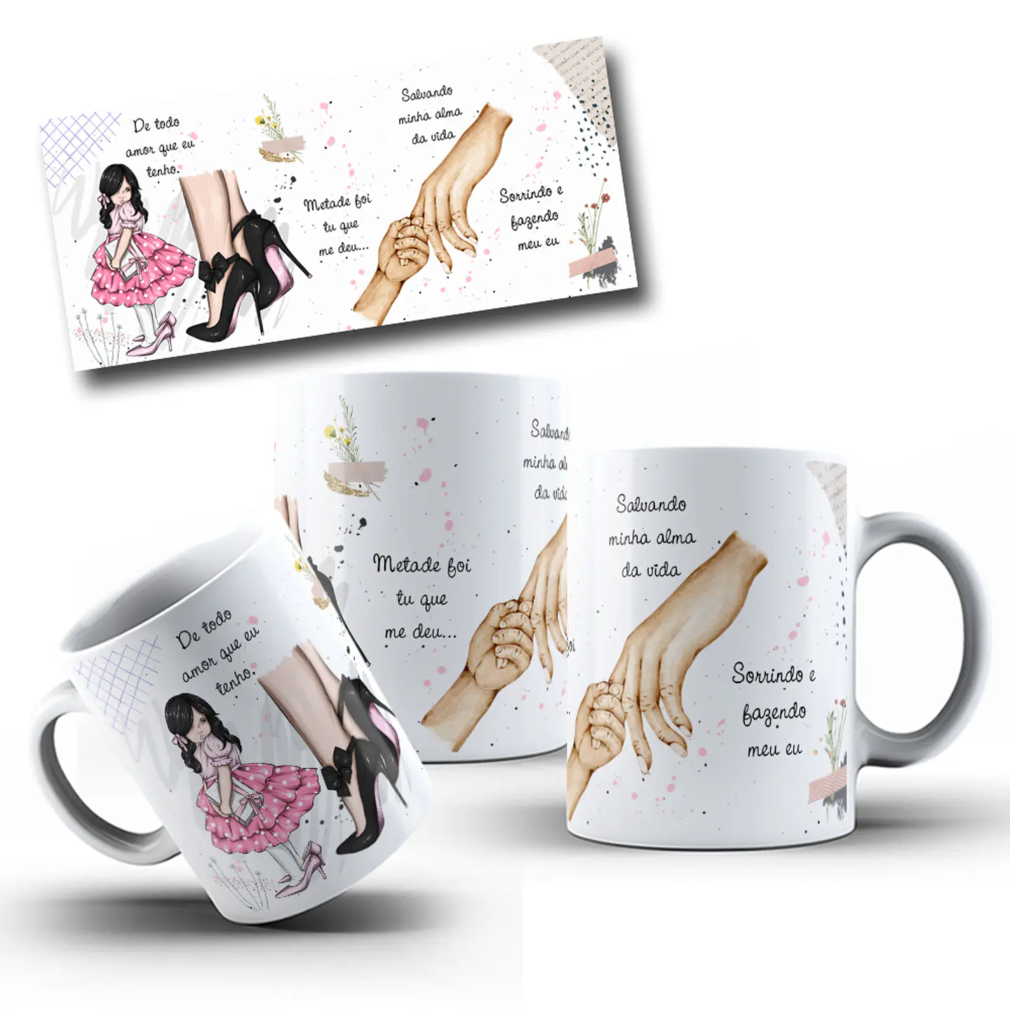 Arte Caneca De todo amor que eu tenho, metade foi tu que me deu salvando minha alma da vida Arquivo Editável 2