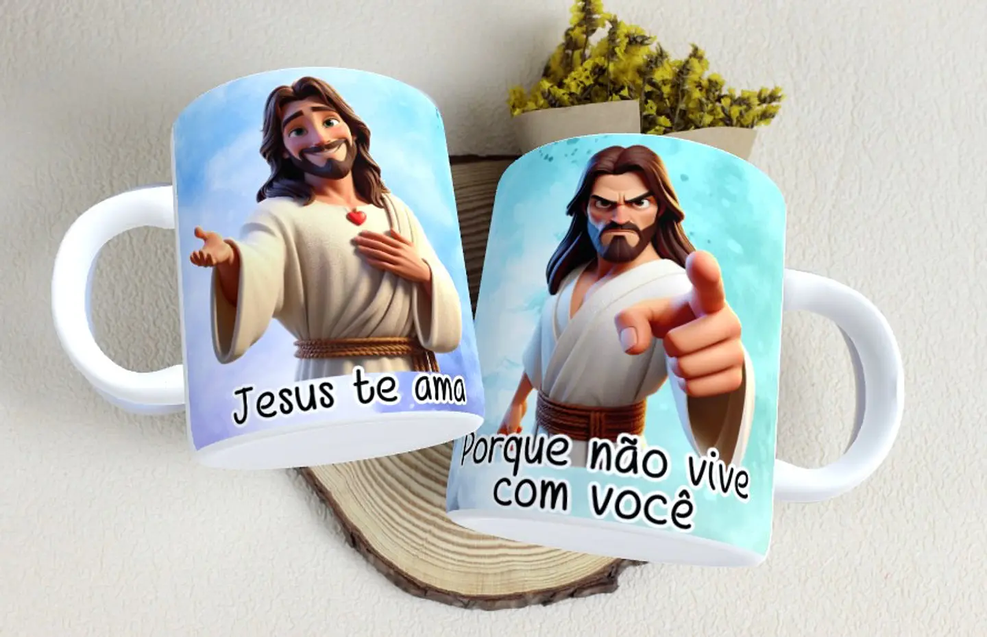 Arte Caneca Jesus te ama porque não vive com você Arquivo em Jpg 1