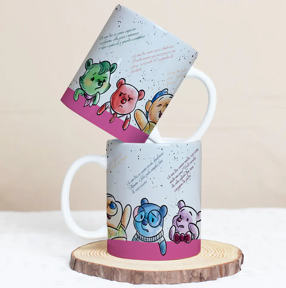 Arte Caneca Pooh Divertidamente Arquivo Editável 1