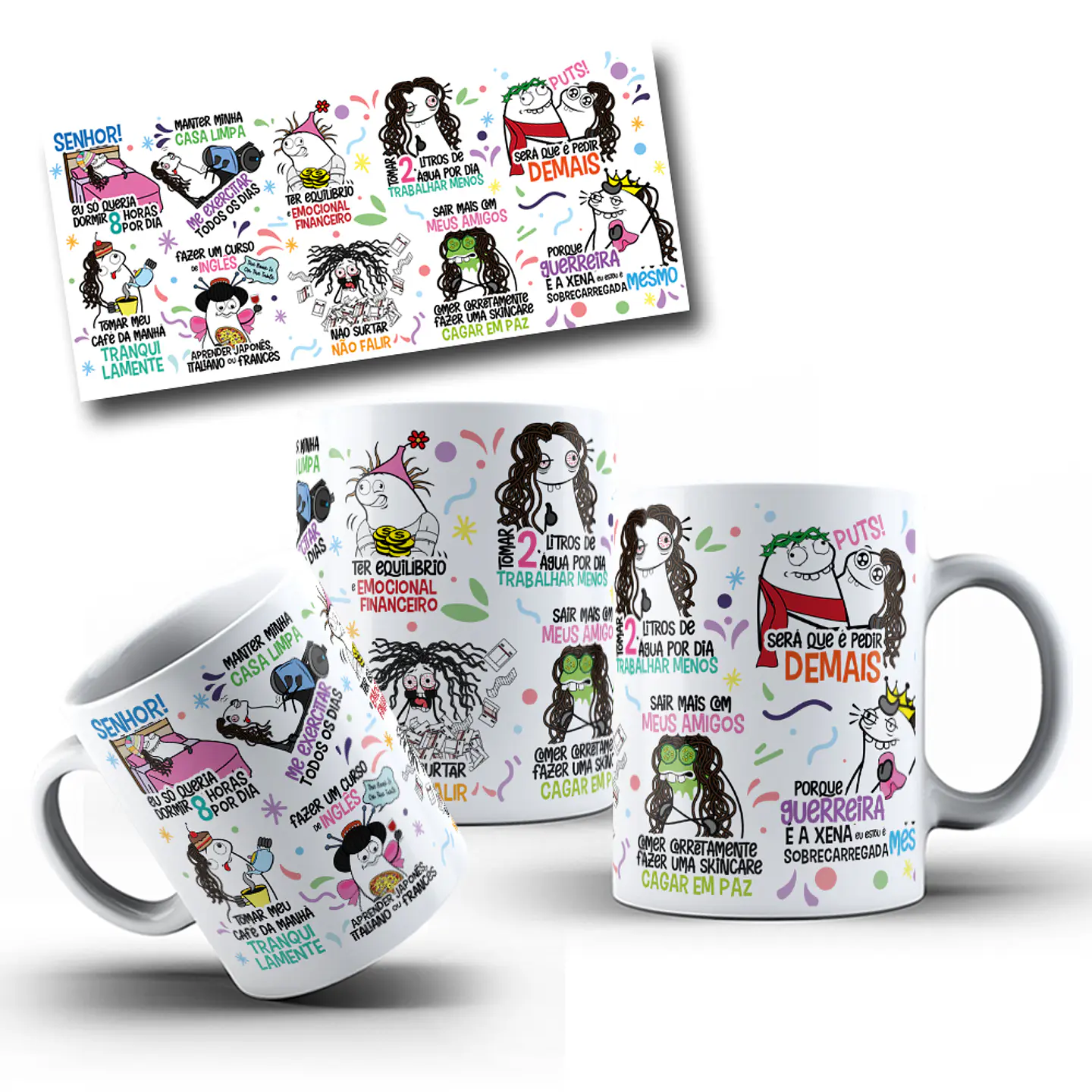 Arte Caneca Flork Senhor eu só queria dormir 8 horas por dia Arquivo em Jpg 1