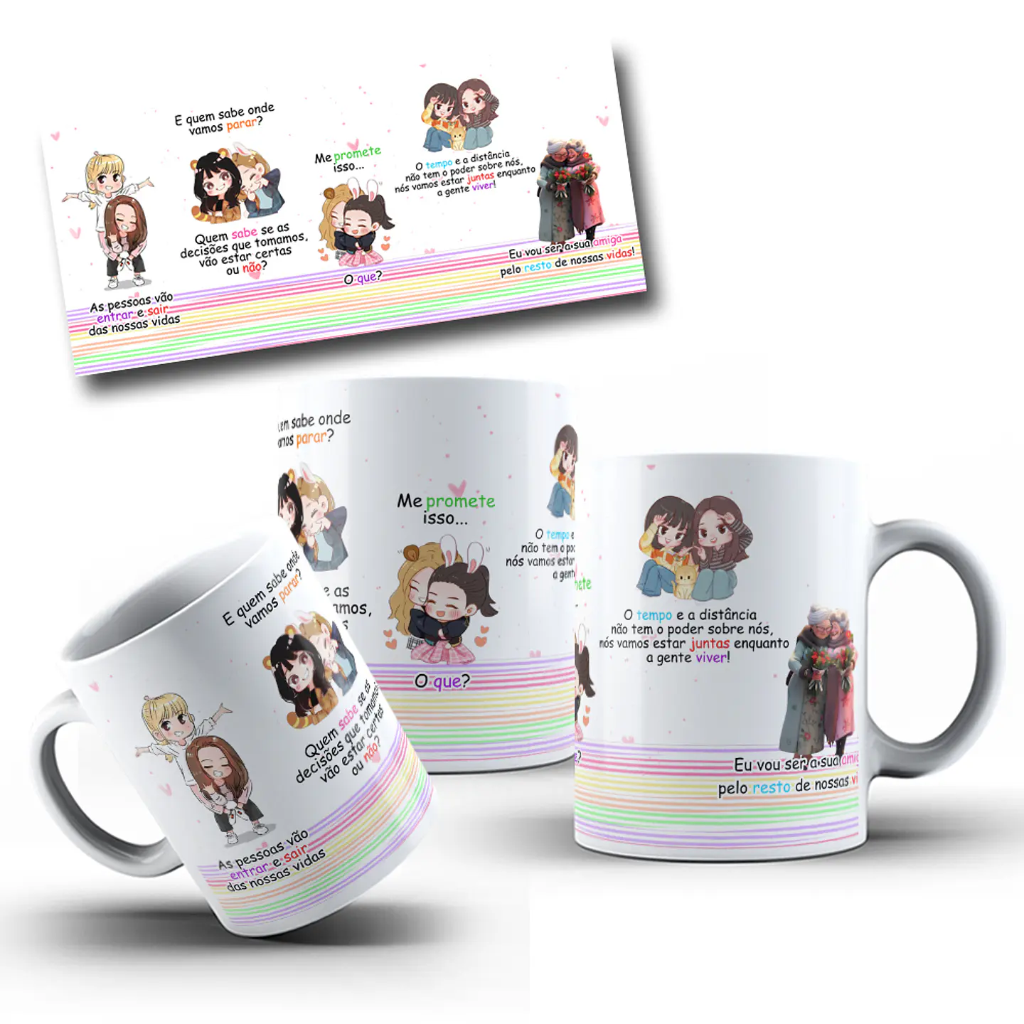 Arte Caneca Flork As pessoas vão entrar e sair das nossas vidas - Amigas Arquivo em Jpg 1