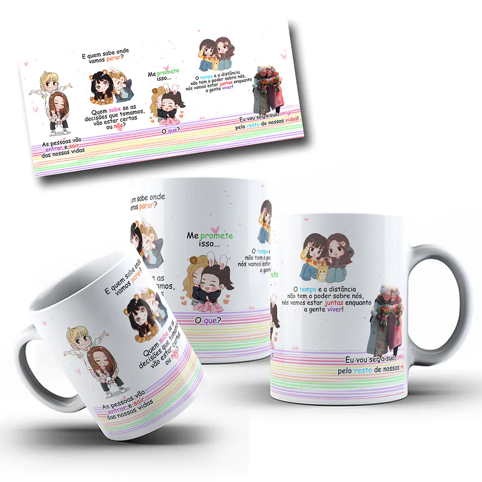 Arte Caneca Flork As pessoas vão entrar e sair das nossas vidas - Amigas Arquivo em Jpg 1