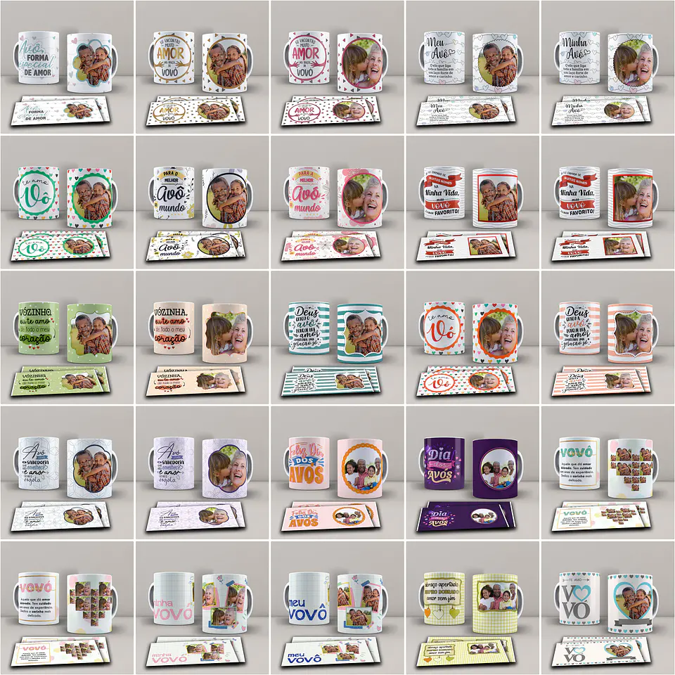 141 Artes para Caneca e Azulejo Dia dos Avós Arquivos Editável + Jpg 1