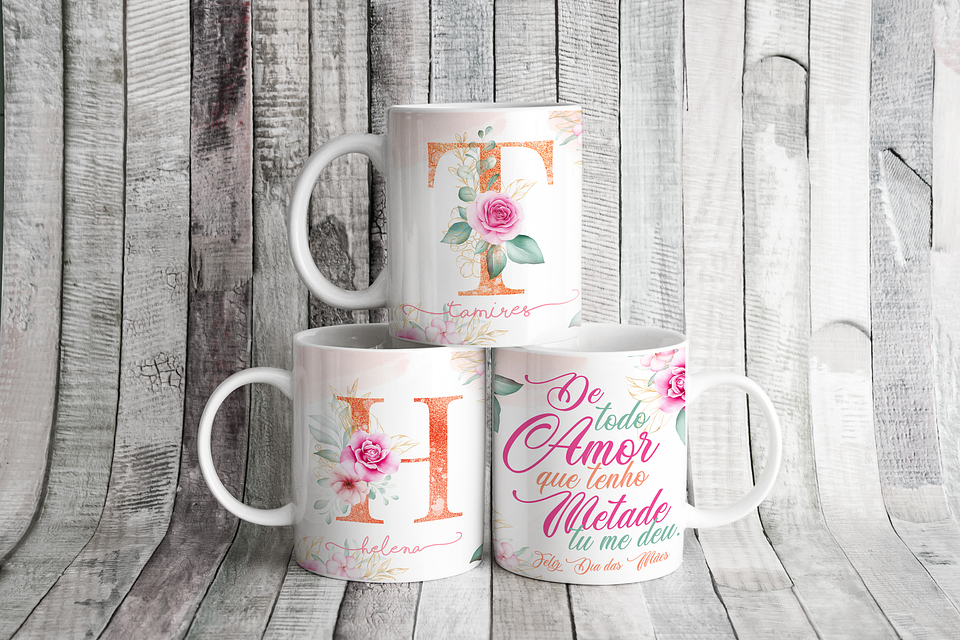 25 Artes para Caneca Alfabeto Floral Dia das Mães Arquivos em Jpg 2
