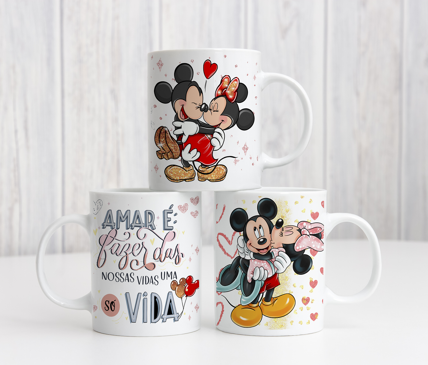 6 Artes Caneca e Camisa Dia dos Namorados Mickey e Minnie Arquivos Editável  1