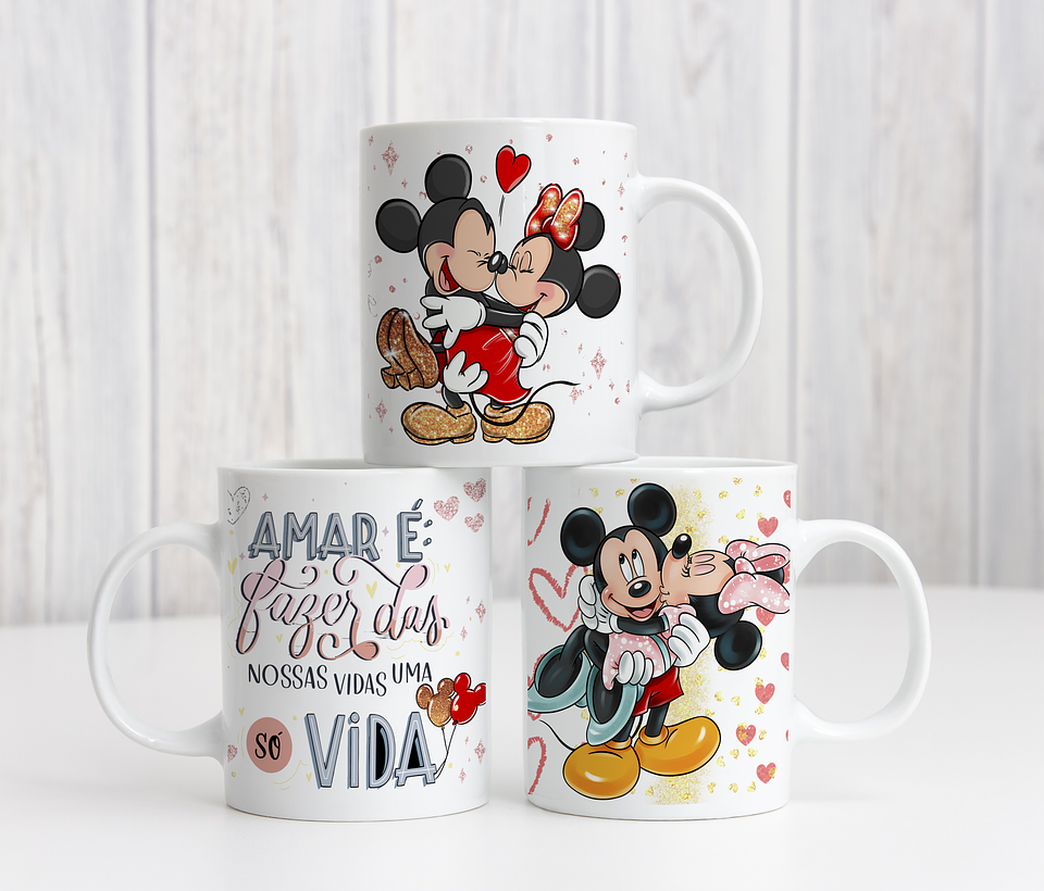 6 Artes Caneca e Camisa Dia dos Namorados Mickey e Minnie Arquivos Editável  1