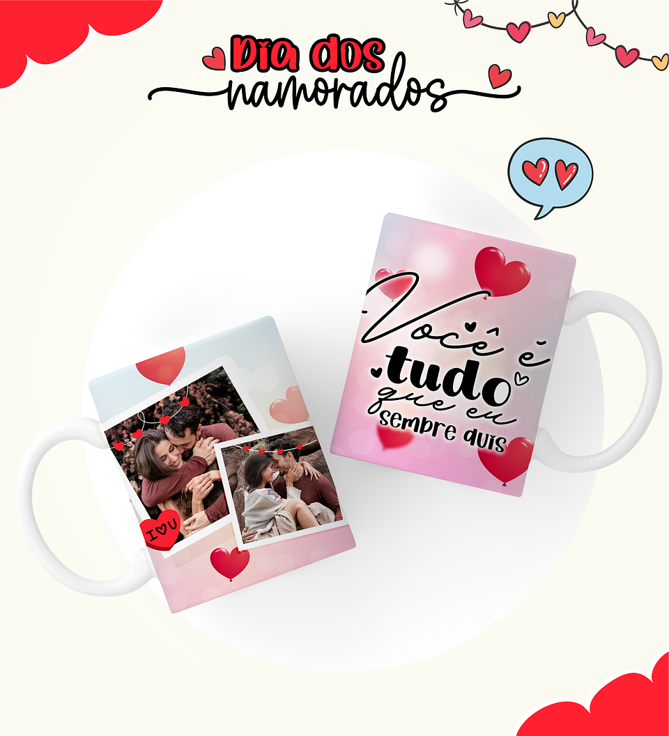 6 Artes Caneca Dia dos Namorados Arquivos Editável  2