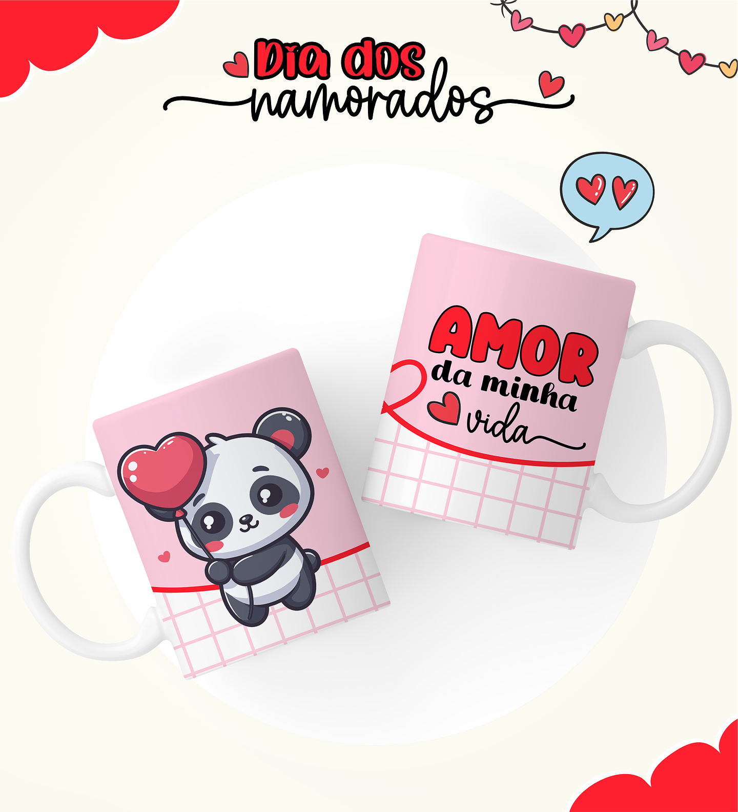 6 Artes Caneca Dia dos Namorados Arquivos Editável  3