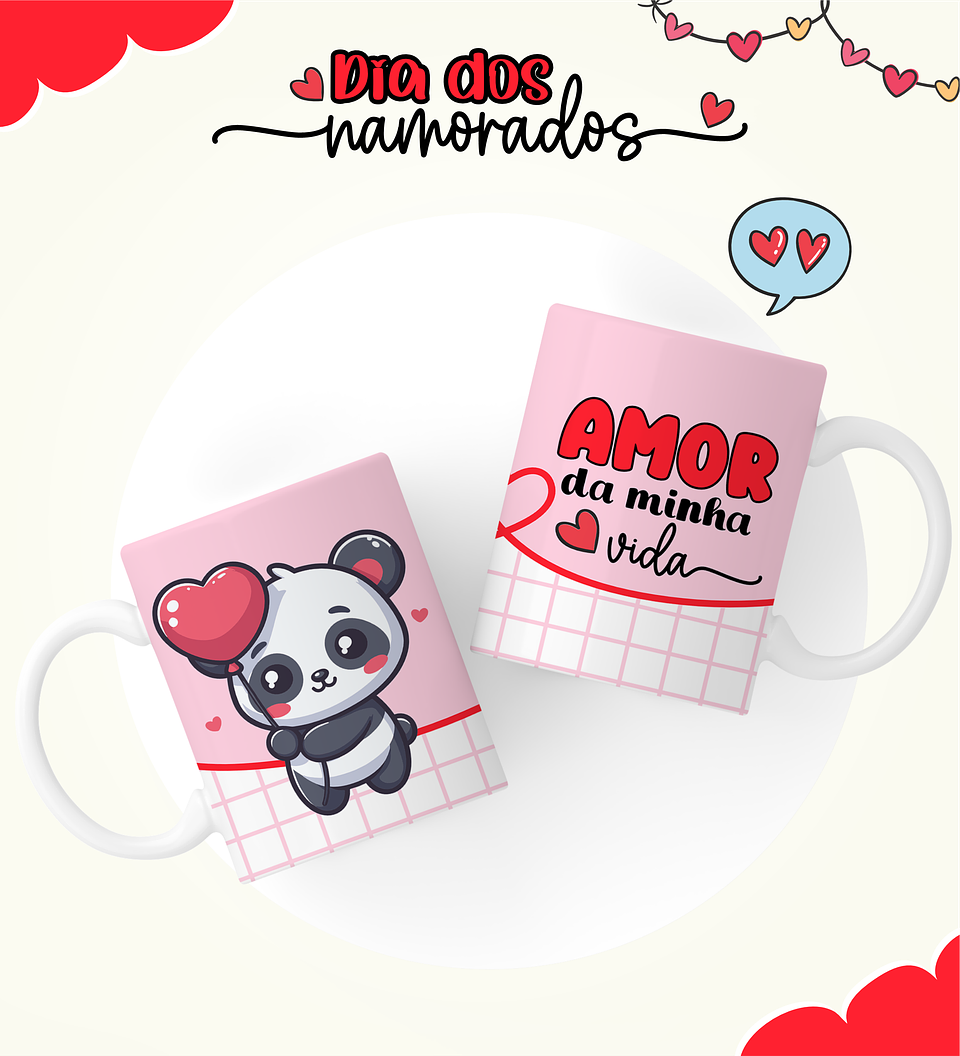 6 Artes Caneca Dia dos Namorados Arquivos Editável  3
