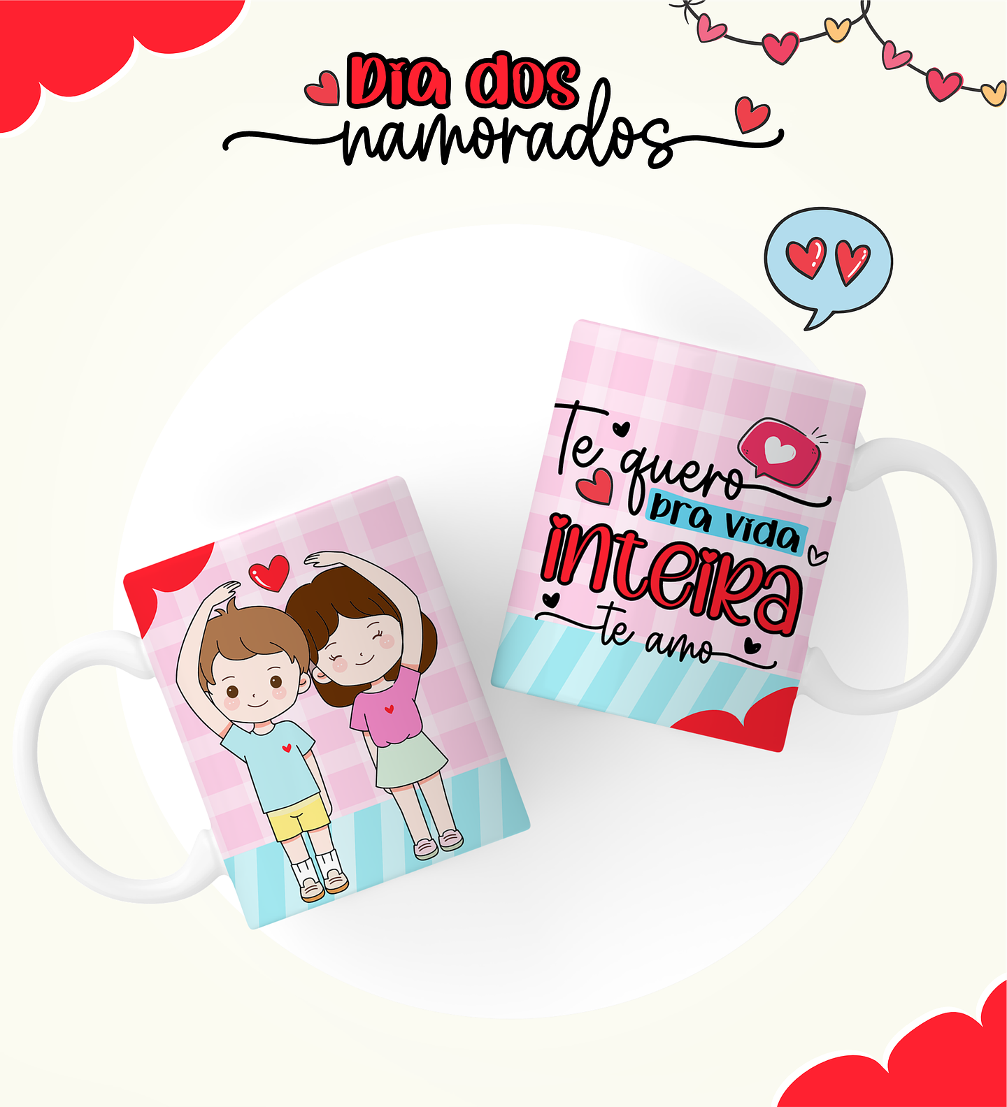 6 Artes Caneca Dia dos Namorados Arquivos Editável  4