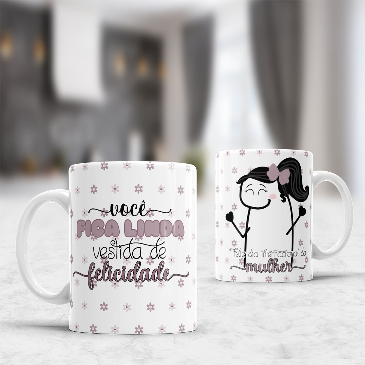 8 Artes Caneca Flork Dia das Mulheres Arquivos Editável  2