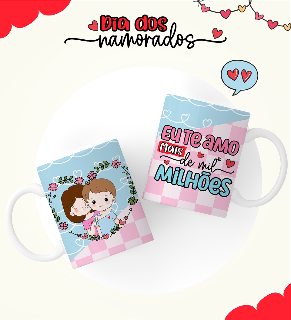 6 Artes Caneca Dia dos Namorados Arquivos Editável  5
