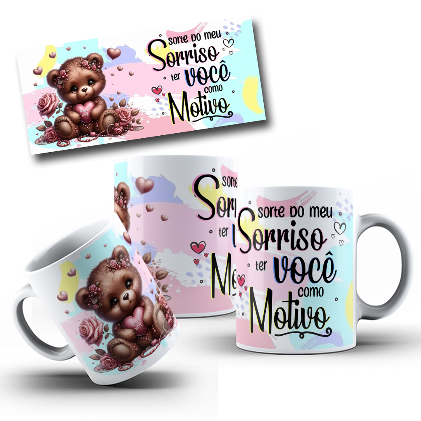 10 Artes Caneca Dia dos Namorados Ursinhos Arquivos Editáveis 4