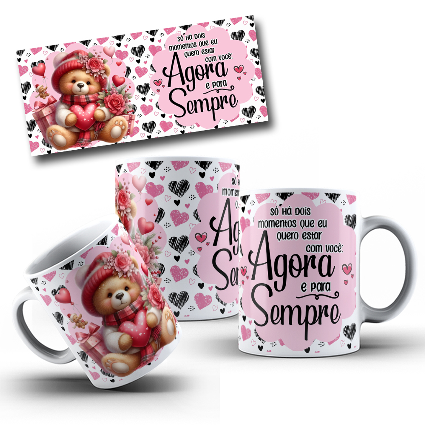 10 Artes Caneca Dia dos Namorados Ursinhos Arquivos Editáveis 7