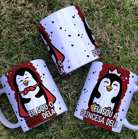 19 Artes Caneca Azulejo e Camisa Dia dos Namorados Pinguins Cute Arquivos Editável
