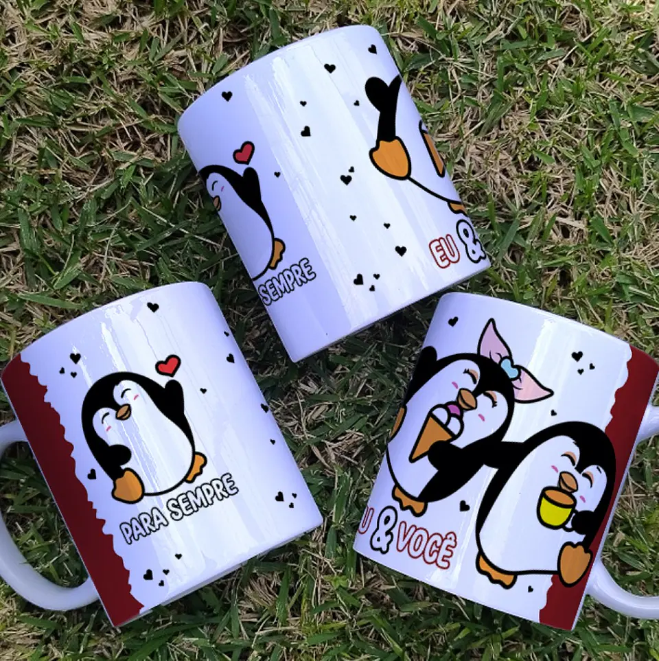 19 Artes Caneca Azulejo e Camisa Dia dos Namorados Pinguins Cute Arquivos Editável 2