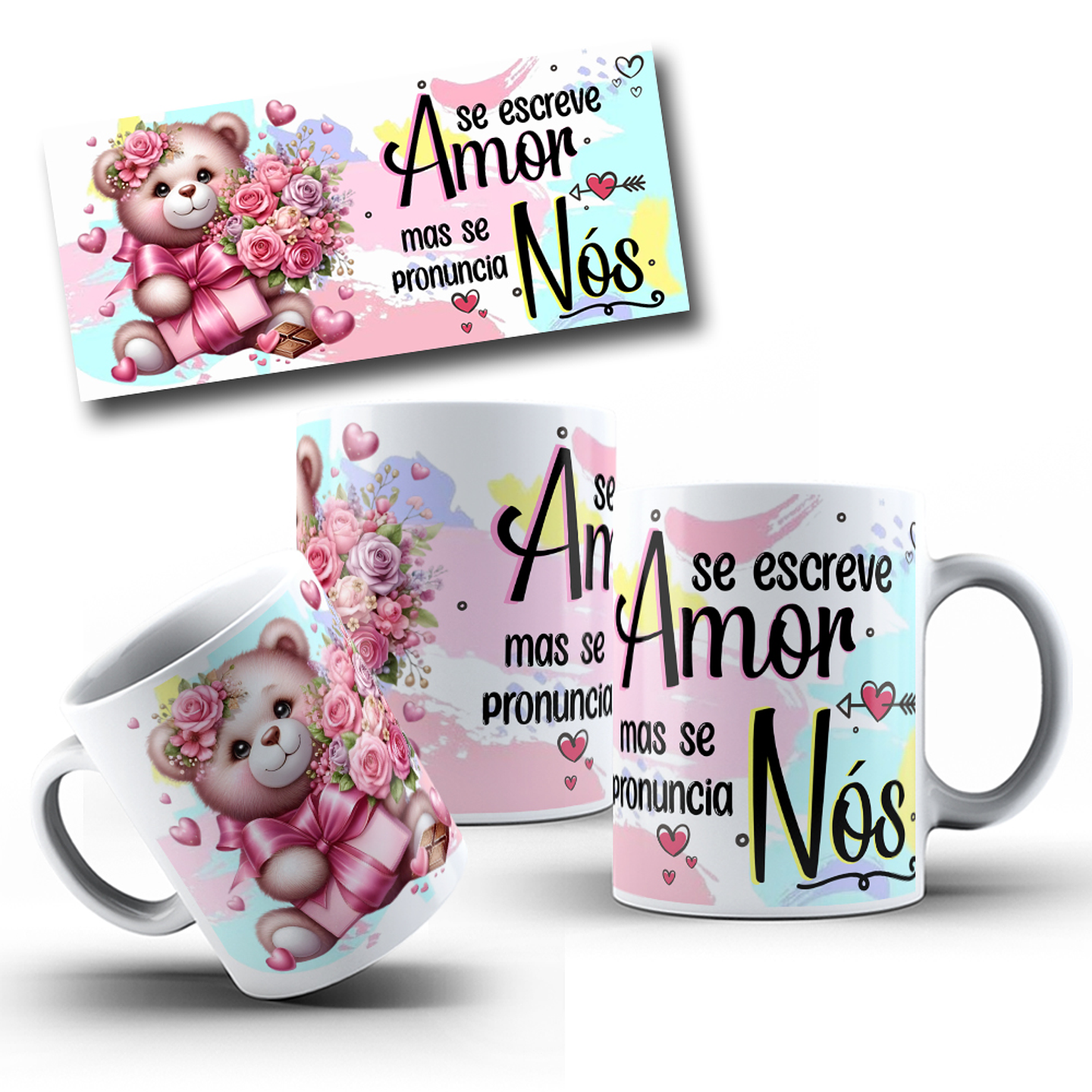 10 Artes Caneca Dia dos Namorados Ursinhos Arquivos Editáveis 9