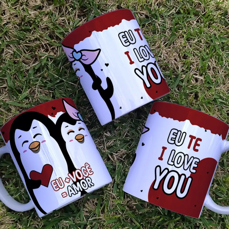 19 Artes Caneca Azulejo e Camisa Dia dos Namorados Pinguins Cute Arquivos Editável 4