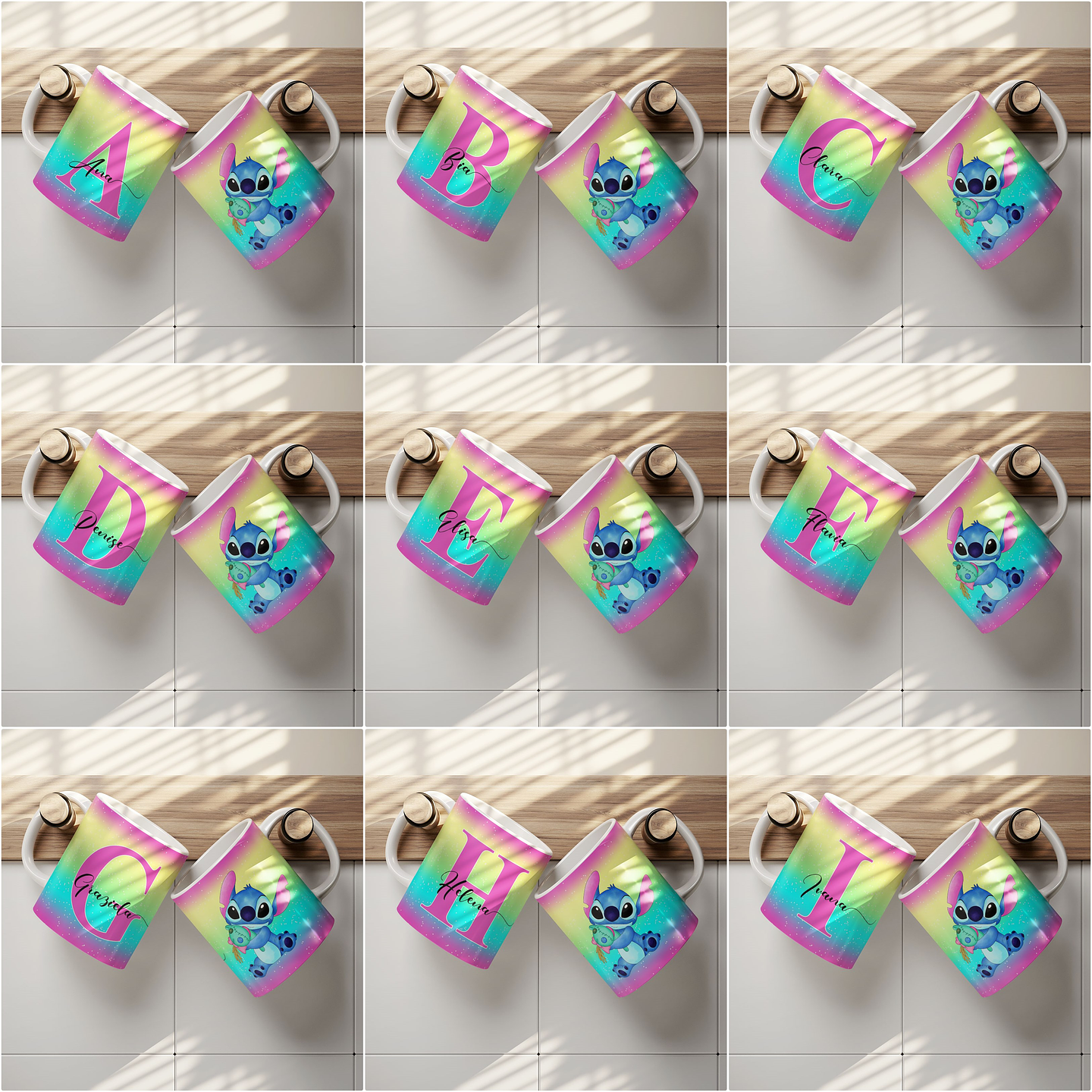 26 Artes para Caneca Alfabeto Stitch Arquivo Editável 1