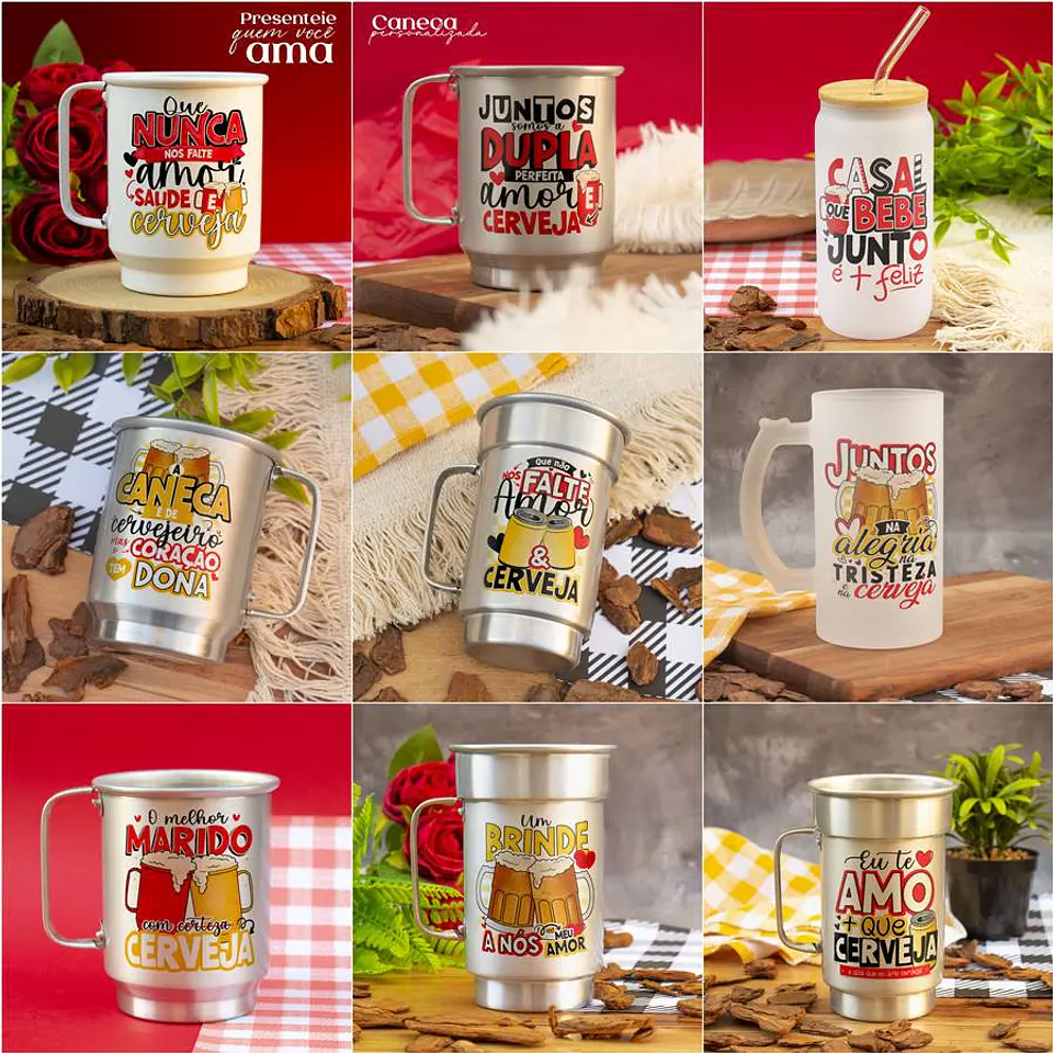 Kit digital Caneca Cheia Casal Feliz Dia dos Namorados Arquivo em Png 1