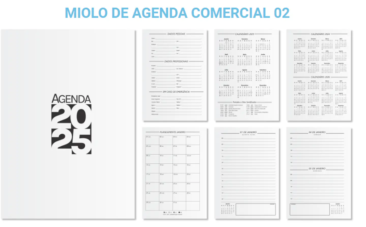 Combo Agendas Comercial 2025 em Vetor Arquivo Editável  3