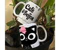 2 Artes para Caneca Café e Beijos Gatinhos Arquivo Editável