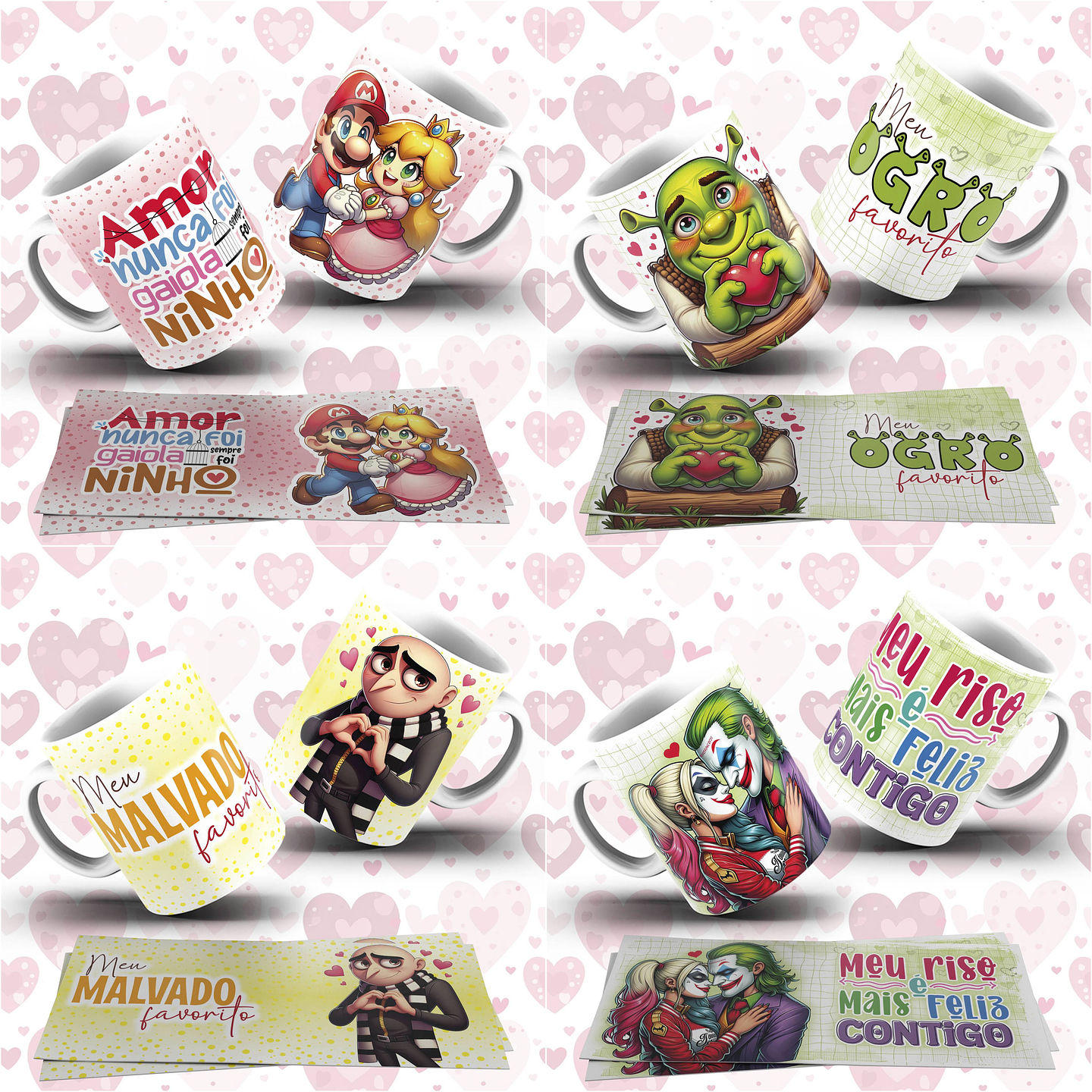 31 Artes para Caneca Dia dos Namorados Personagens Arquivo em Jpg  3