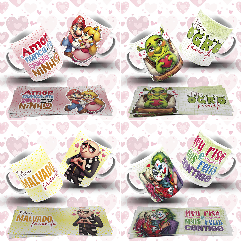 31 Artes para Caneca Dia dos Namorados Personagens Arquivo em Jpg  3