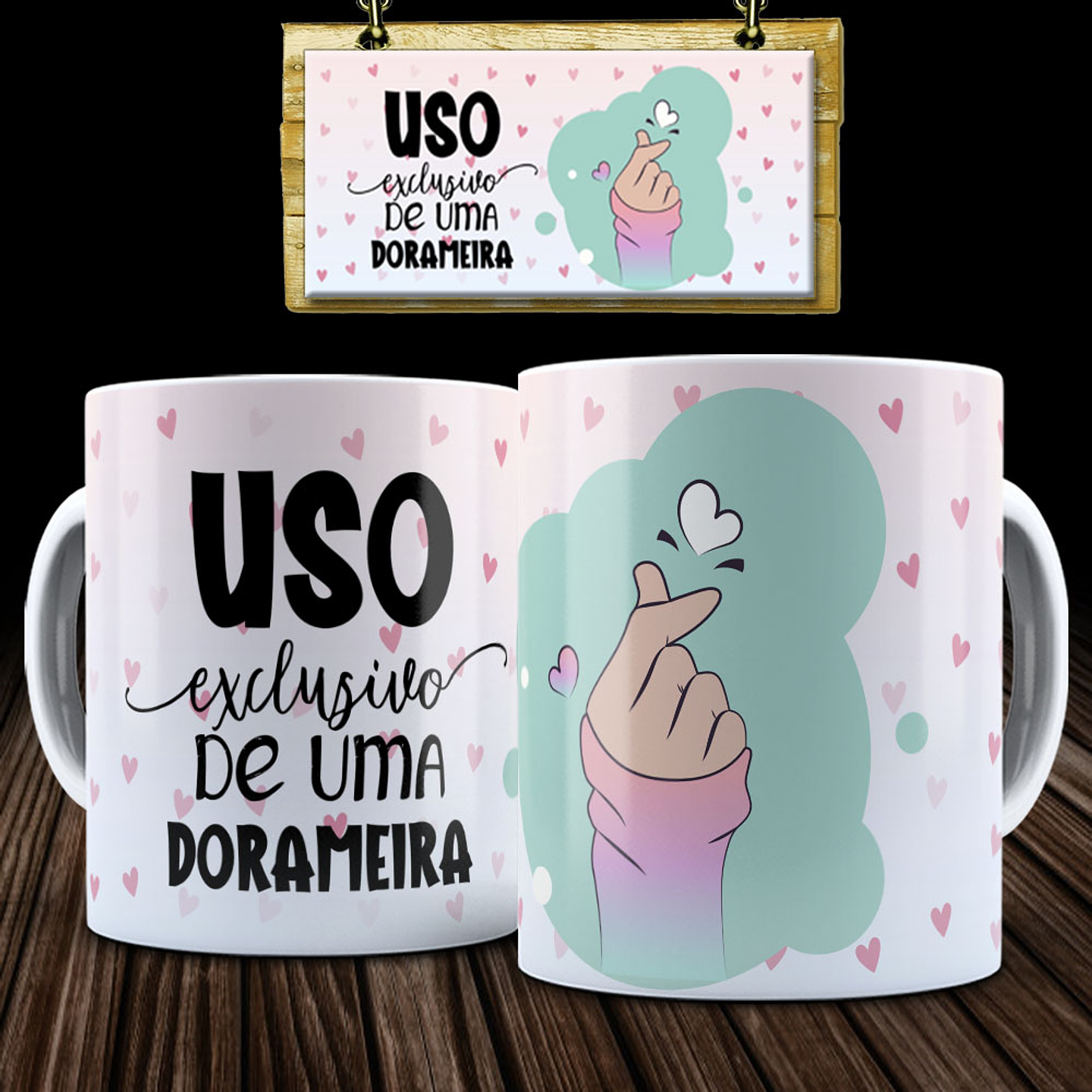 3 Artes para Caneca Doramas Arquivo Editável 1