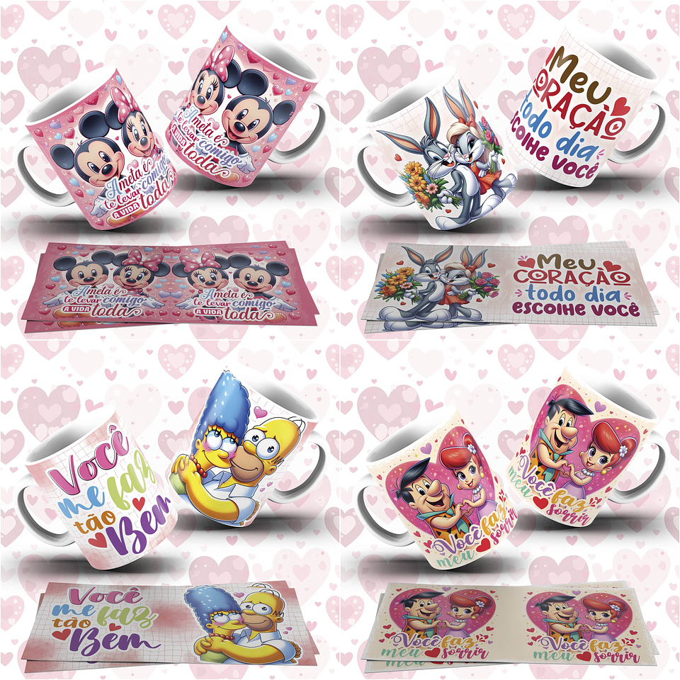 31 Artes para Caneca Dia dos Namorados Personagens Arquivo em Jpg  4