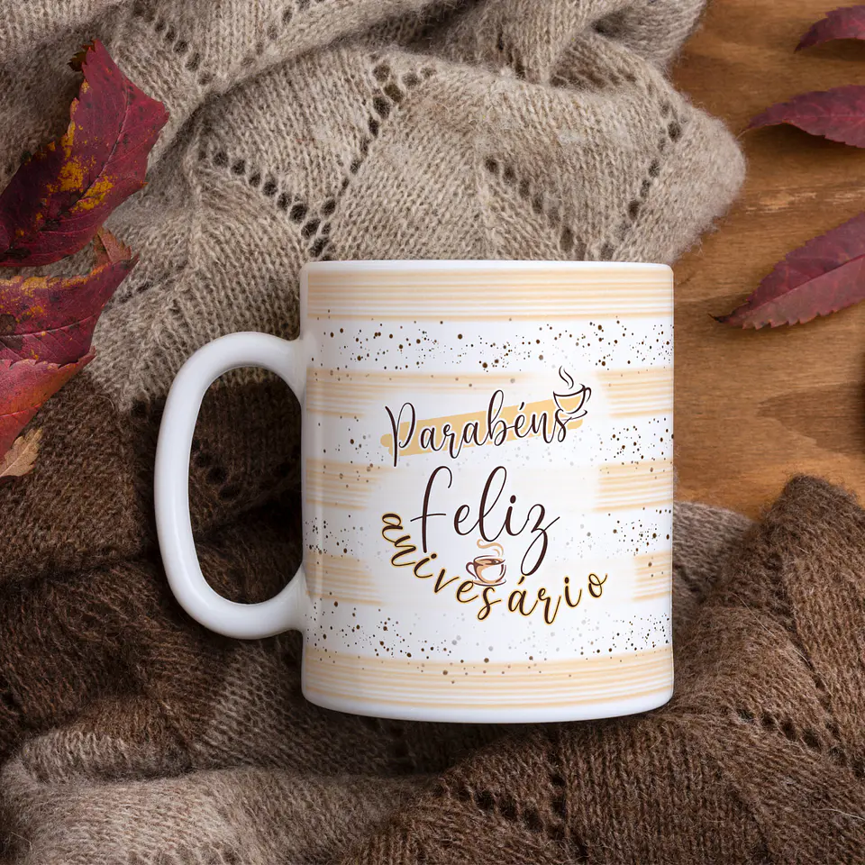 20 Artes para Caneca Aniversário Com Café Arquivo Editável 3