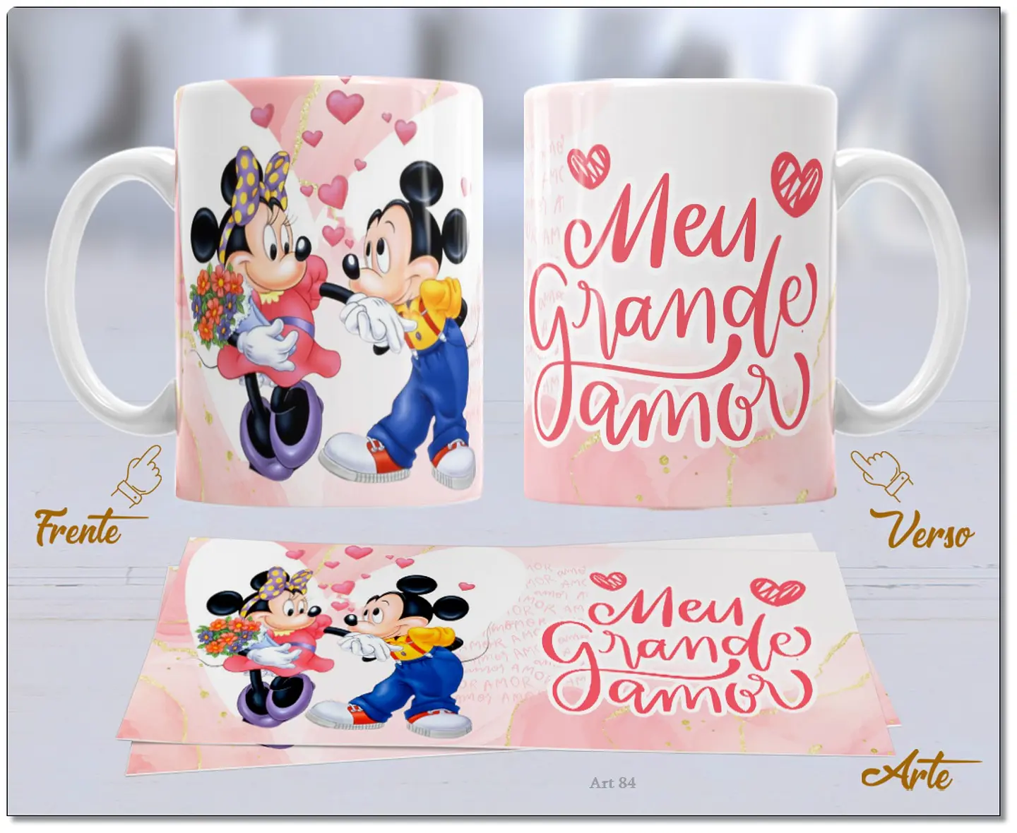 20 Artes para Caneca Dia dos Namorados Mickey e Minnie Arquivo Editável  2