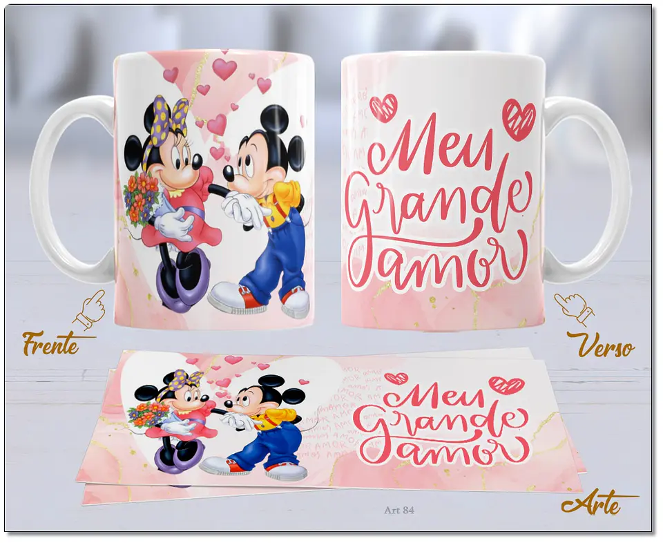 20 Artes para Caneca Dia dos Namorados Mickey e Minnie Arquivo Editável  2